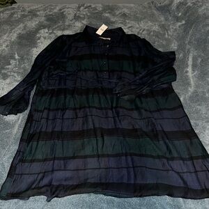 Striped Navy and Green long sleeved Dress